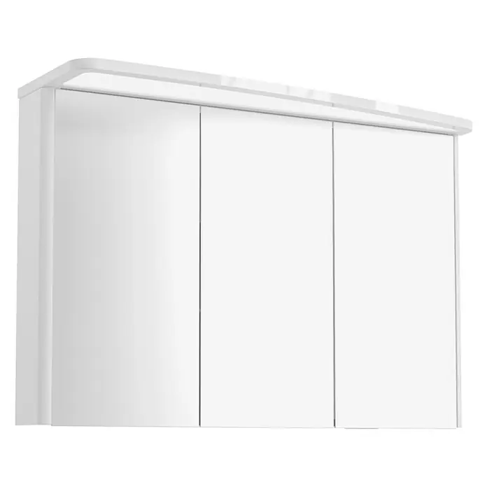Lanzet Classico Badmöbel-Set CL10RWWA - 99,2 cm, Weiß, Farbe Griff: Anthrazit, Rechts - Dieser Spiegelschrank ist weiß und verfügt über drei Türen und eine integrierte Beleuchtung, die das Badezimmer modern und hell erscheinen lässt.