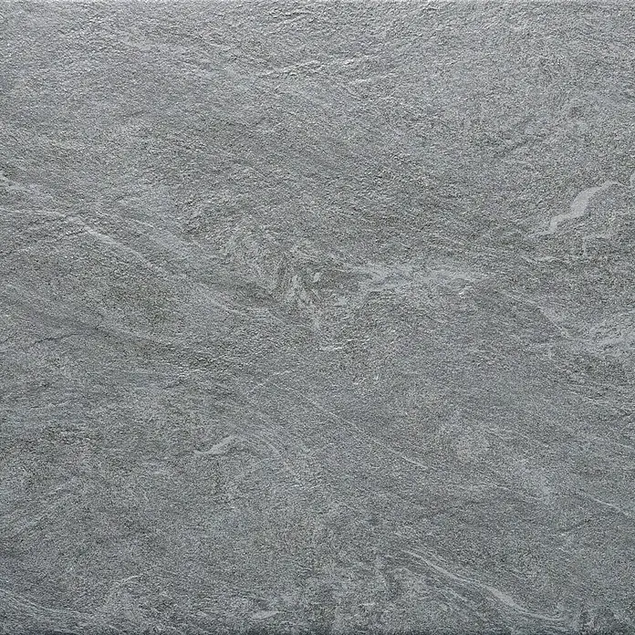 Terrassenfliese Nevada - 60 x 60 x 2 cm, Grau, Matt - Nahaufnahme einer strukturierten, grauen Steinfliese, ideal für moderne Boden- und Wandgestaltung mit natürlicher Optik und Haptik.