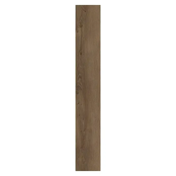b!design Vinylbodenmuster Premium Windsor - 280 x 160 x 6,5 mm, Landhausdiele - Detailaufnahme einer einzelnen Laminatdiele in warmem Braunton mit deutlicher Holzmaserung, ideal für Bodenbeläge.