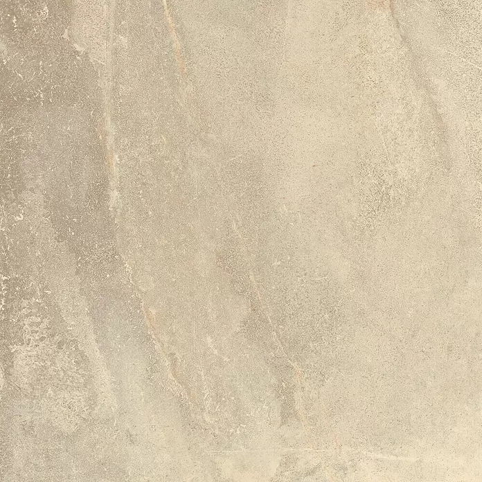 Terrassenfliese Aspen 2.0 - 60 x 60 x 2 cm, Beige, Matt - Helle beige strukturierte Steinfläche mit subtiler, unregelmäßiger Äderung.