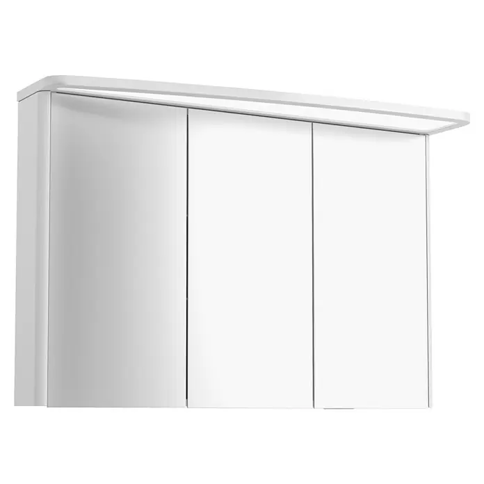 Lanzet Classico Badmöbel-Set CL10LWWA - 99,2 cm, Weiß, Farbe Griff: Anthrazit, Links - Ein weißer Spiegelschrank mit drei Türen und einer integrierten Beleuchtung, ideal für jedes Badezimmer. Sorgt für Ordnung und Helligkeit.