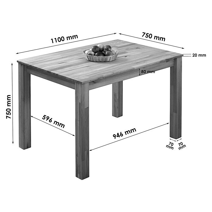 Krok Wood Esstisch Bonn (110 x 75 x 75 cm, Buche) | BAUHAUS