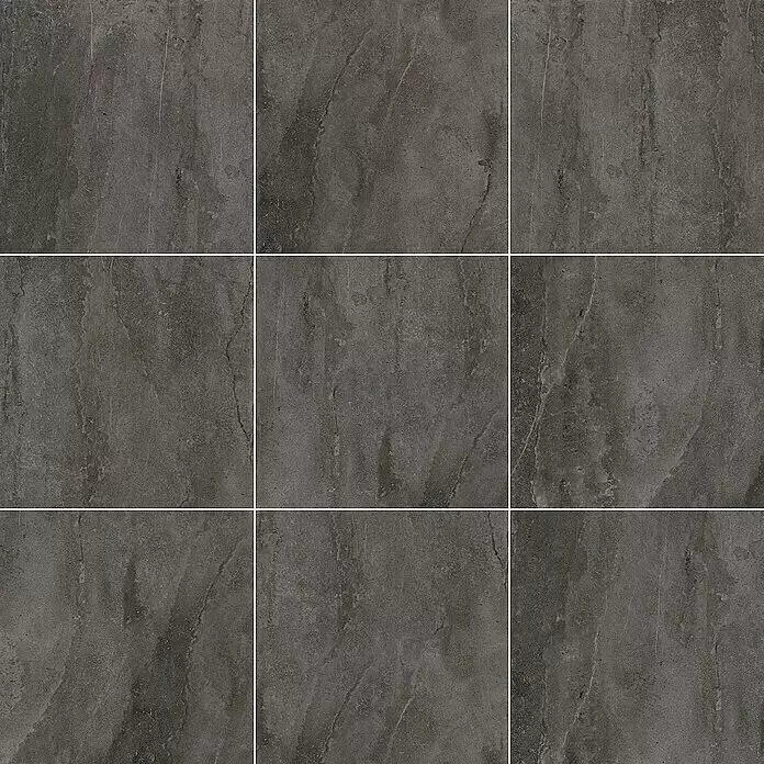 Terrassenfliese Aspen 2.0 - 60 x 60 x 2 cm, Anthrazit, Matt - Dunkelgraue strukturierte Fliesen mit Stein- oder Betonoptik.