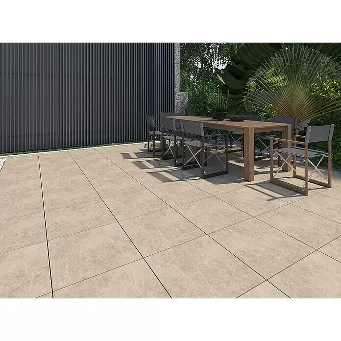 Terrassenfliese Botticino 2.0 - 60 x 60 x 2 cm, Beige, Matt - Stimmungsaufnahme
