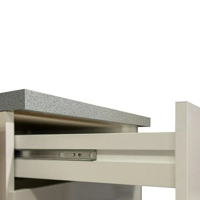 Flex-Well Rapido Unterschrank - 47 x 50 x 85 cm, Dekor Front: Weiß, Dekor Korpus: Weiß - Schublade mit Metallschiene und melierter Oberfläche. Das moderne Design bietet praktischen Stauraum.