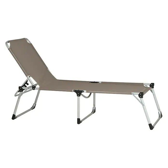 Siena Garden Gartenliege XXL - Taupe, Aluminium, Rückenlehne verstellbar - Ein brauner Liegestuhl mit einem Metallrahmen, perfekt für Entspannung im Freien.