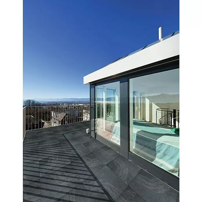 Terrassenfliese Schiefer 2.0 - 60 x 60 x 2 cm, Anthrazit, Matt - Stimmungsaufnahme