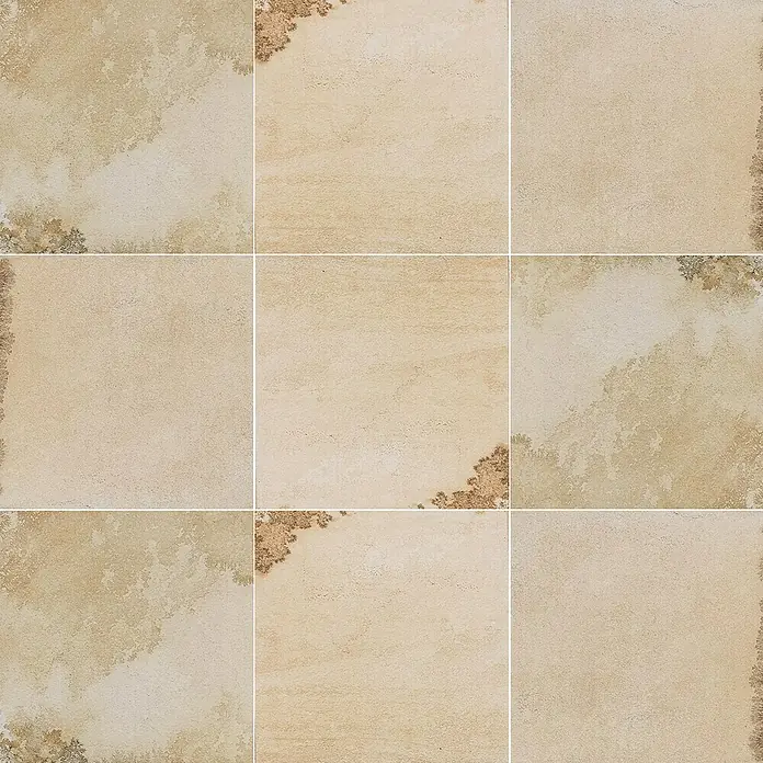 Terrassenfliese Jura 2.0 - 60 x 60 x 2 cm, Beige, Matt - Beige Keramikfliesen mit rustikalem Muster, ideal für Badezimmer oder Küchen. Ein Hauch von Vintage für Ihr Zuhause!