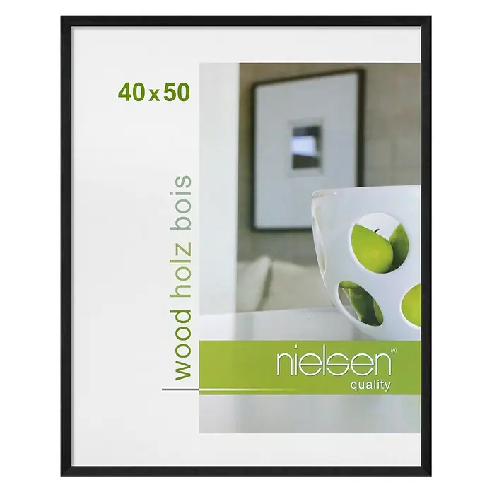 Nielsen Holzrahmen Zoom - 40 x 50 cm, Schwarz - Schwarzer Nielsen Holz Bilderrahmen 40x50 cm für stilvolle Präsentation von Fotos und Kunstwerken mit einer schlichten, modernen Ästhetik.