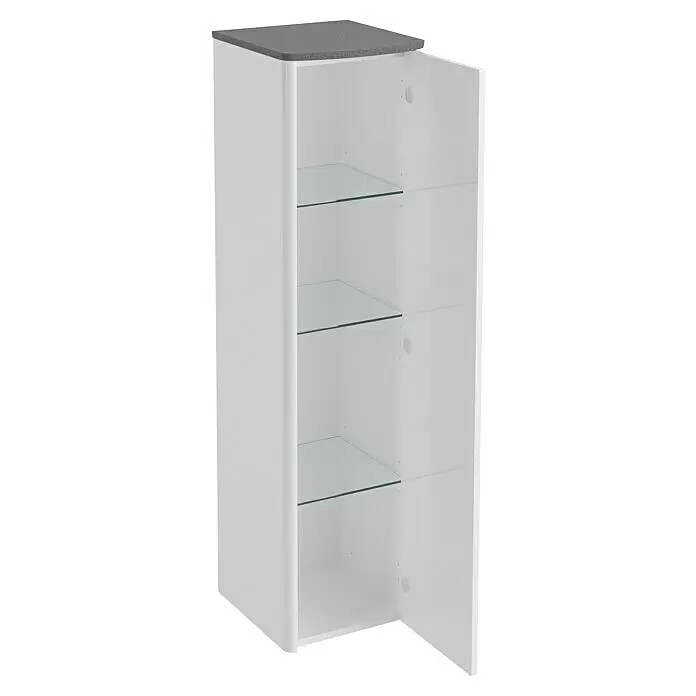 Lanzet Classico MidischrankB x T x H: 31,2 x 32,5 x 121,4 cm, Weiß/Grau-Metallic, Farbe Griff: Chrom, DIN Anschlag: Rechts