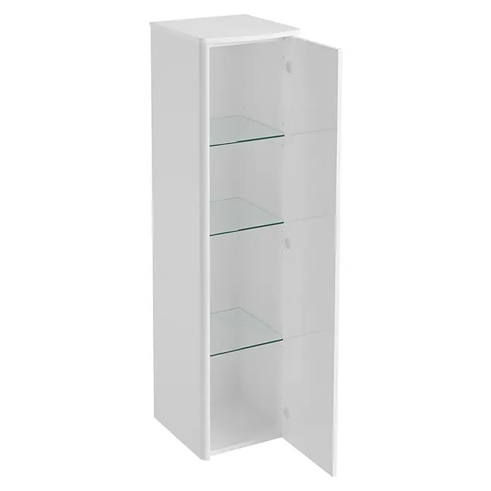 Lanzet Classico Midischrank - B x T x H: 31,2 x 32,5 x 121,4 cm, Weiß, Farbe Griff: Anthrazit, DIN Anschlag: Rechts - Weißer Badschrank mit Glastüren und Einlegeböden. Perfekt für das Badezimmer, um Gegenstände staubfrei und ordentlich zu verstauen.