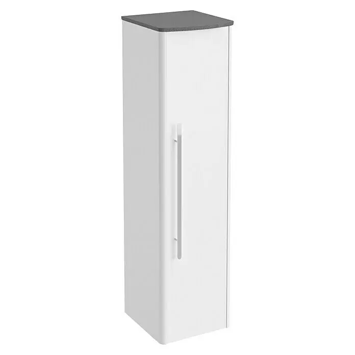 Lanzet Classico MidischrankB x T x H: 31,2 x 32,5 x 121,4 cm, Weiß/Grau-Metallic, Farbe Griff: Chrom, DIN Anschlag: Rechts