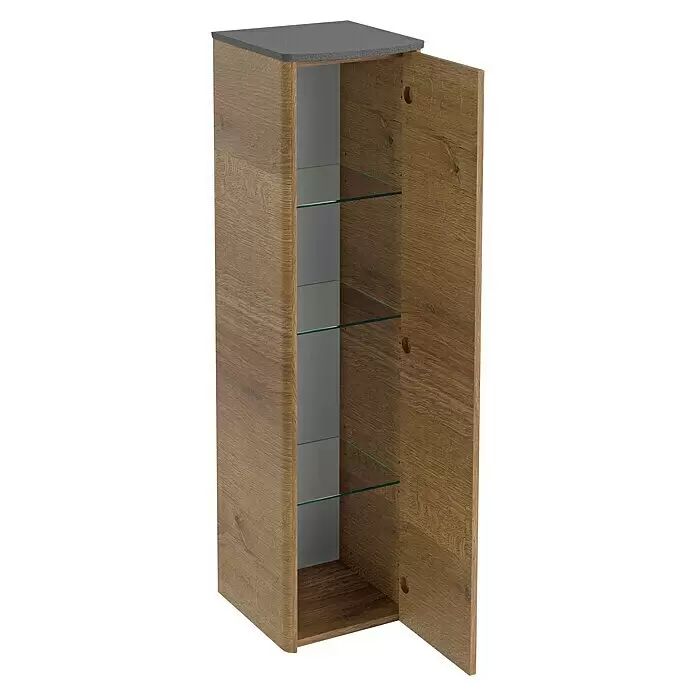 Lanzet Classico MidischrankB x T x H: 31,2 x 32,5 x 121,4 cm, Berg Eiche/Grau, Farbe Griff: Chrom, DIN Anschlag: Rechts
