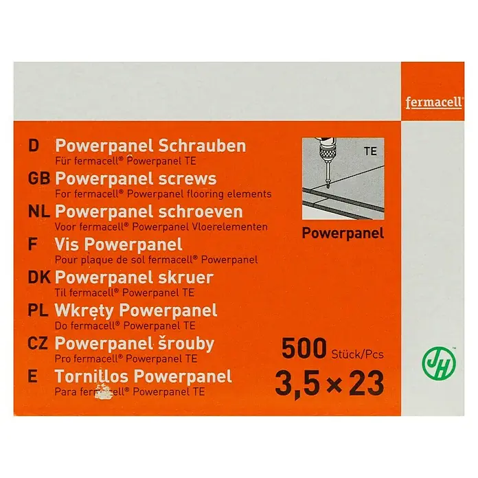 Fermacell Powerpanel Schrauben TE - Durchmesser Kopf: 3,5 mm, Länge: 23 mm, 500 Stk. - Produktbild von Fermacell Powerpanel Schrauben, 500 Stück, Größe 3,5 x 23. Für die Befestigung von Fermacell Powerpanel TE Elementen.