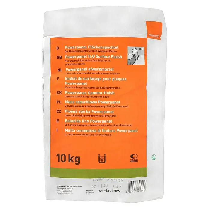 Fermacell Powerpanel Flächenspachtel - 10 kg - Abbildung eines Sacks Powerpanel Flächenspachtel, ein universeller Füller für Powerpanelplatten, 10 kg.