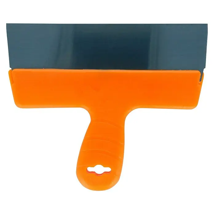 Fermacell Breitspachtel - Breite: 250 mm - Spachtel mit orangefarbenem Griff und grauer Klinge, ideal zum Glätten von Oberflächen und Ausbessern von Wänden.