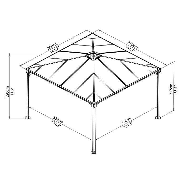 Palram – Canopia Pavillon Palermo 36003,6 x 3,6 x 2,95 m, Anthrazit Unknown