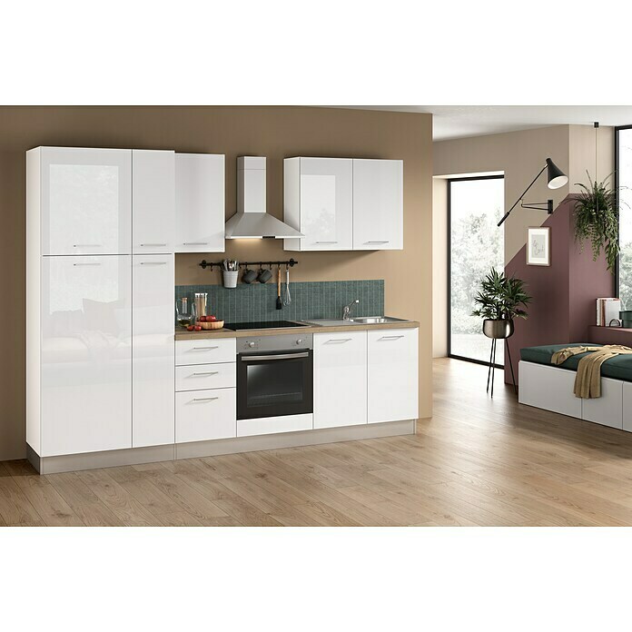 Marinelli Cucine Vormontierte Küchenzeile Astrea (Breite: 285 cm, Weiß, Mit  Elektrogeräten) | BAUHAUS