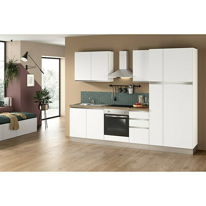 Küchenzeile | Vormontierte links) BAUHAUS (Breite: Spüle Marinelli Mit Weiß, Luce Cucine 285 Elektrogeräten, cm,