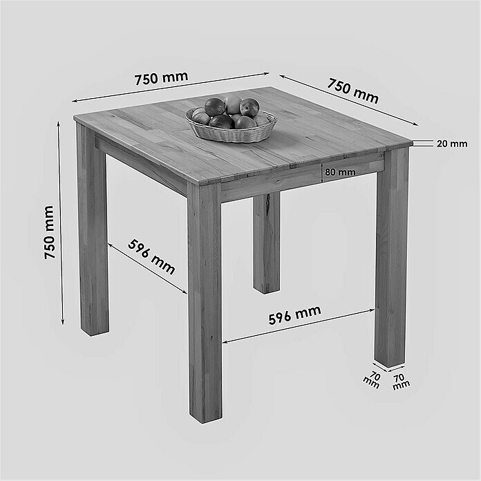 Krok Wood Esstisch Bonn (75 x 75 x 75 cm, Buche) | BAUHAUS