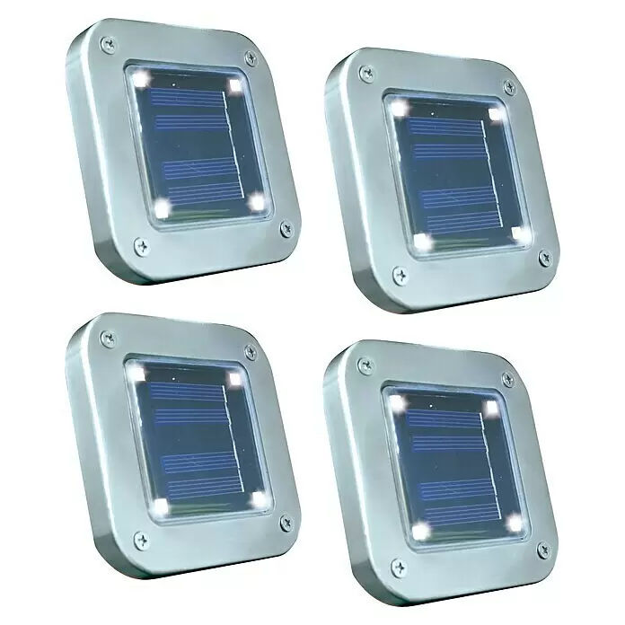 Starlyf Solarleuchten-Set - L x B x H: 2 x 10 x 10 cm, Silber, IP44, 72 lm - Diagonale Ansicht