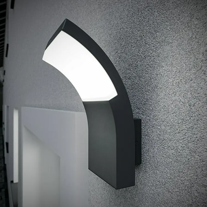 Starlux LED-Außenwandleuchte Mantova - 7 W, 12,2 x 8,4 x 19 cm, Silbergrau, Opal, IP54 - Moderne LED-Wandleuchte für den Außenbereich, die mit ihrem gebogenen Design und hellem Licht Akzente setzt und gleichzeitig eine stilvolle Beleuchtung bietet.