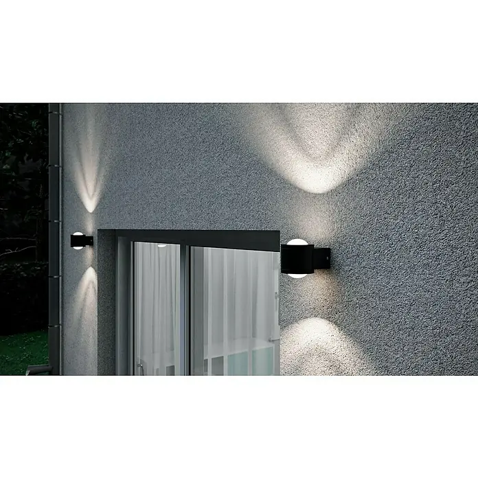 Starlux LED-Außenwandleuchte Fano - 10 W, 12 x 9 x 10,5 cm, Anthrazit, IP54 - Moderne Außenwandleuchte mit Kugeldesign. Die Leuchte in Schwarz strahlt helles, indirektes Licht nach oben und unten und sorgt für eine angenehme Atmosphäre.