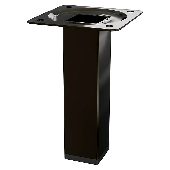 Walteco Möbelfuß - L x B x H: 25 x 2,5 x 10 cm, Traglast: 50 kg, Stahl, Schwarz, Glänzend - Das schlichte, moderne Möbelbein in dunklem Chrom-Design sorgt für einen edlen Look. Ideal für Sofas oder Schränke.
