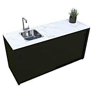 Kuhinjski modul s koritom (Do x Š x V: 180 x 63 x 92 cm, Nerjavno jeklo, Antracit)
