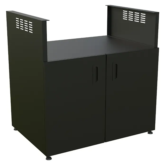 Bellano Living Outdoorküchen-Modul Grillelement - Anthrazit, B x T x H: 90 x 63,4 x 92 cm - Schwarzer Metallschrank mit zwei Türen, Ablagefläche und Lochblechwänden für Geräte, ideal für Werkstatt oder Garage.