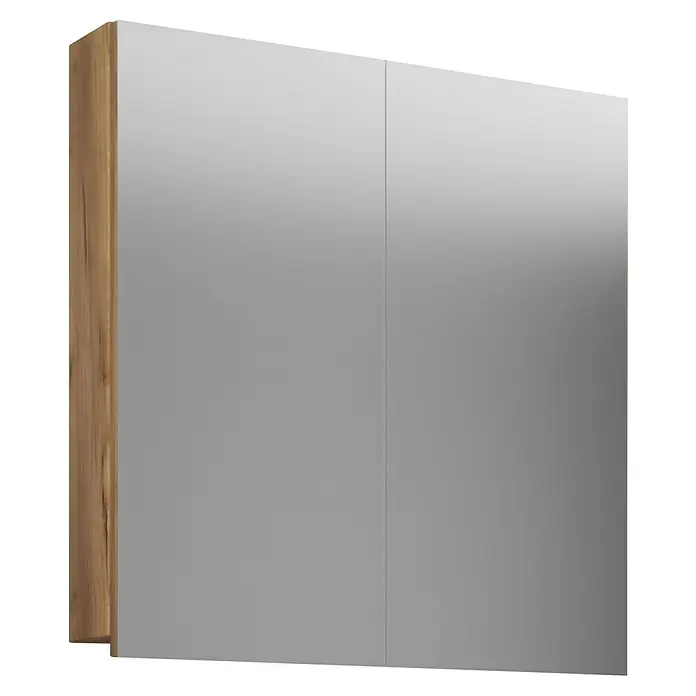 VCM Badinos Spiegelschrank - B x H: 60 x 59,2 cm, Ohne Beleuchtung, Holz, Honig-Eiche - Ein Spiegelschrank mit Holzrahmen und zwei Spiegeltüren bietet praktischen Stauraum im Badezimmer. Das klare Design passt zu vielen Einrichtungsstilen.