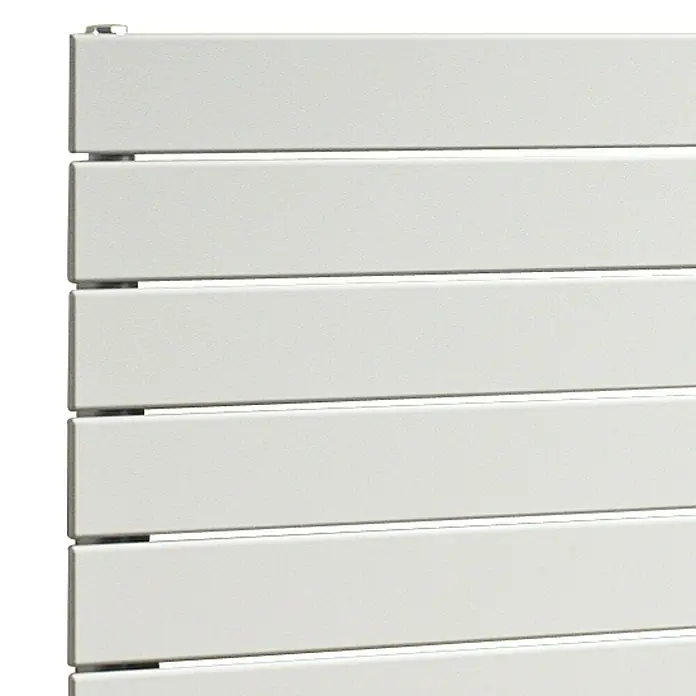 Ximax Raumheizkörper P1 Horizontal - B x H: 595 x 1.000 mm, Wärmeleistung bei Vorlauftemperatur von 75 °C (D: 50): 634 W, Weiß - Nahaufnahme eines modernen, horizontalen Heizkörpers mit klaren Linien und weißer Oberfläche für stilvolle Wärme.