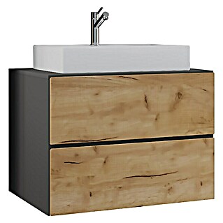 VCM Lendas Badmöbel-Set (81 cm, Anthrazit/Honig-Eiche)