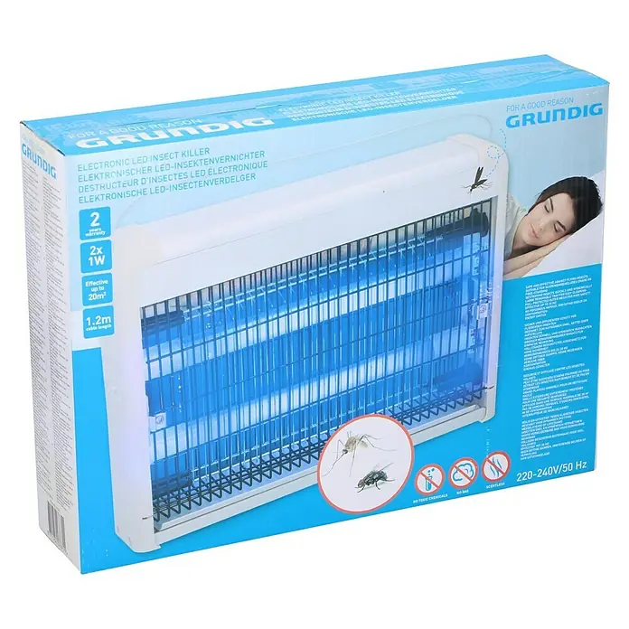 Matainsectos eléctrico UV-LED - Blanco, 230 V - Imagen del embalaje del matainsectos LED electrónico GRUNDIG.