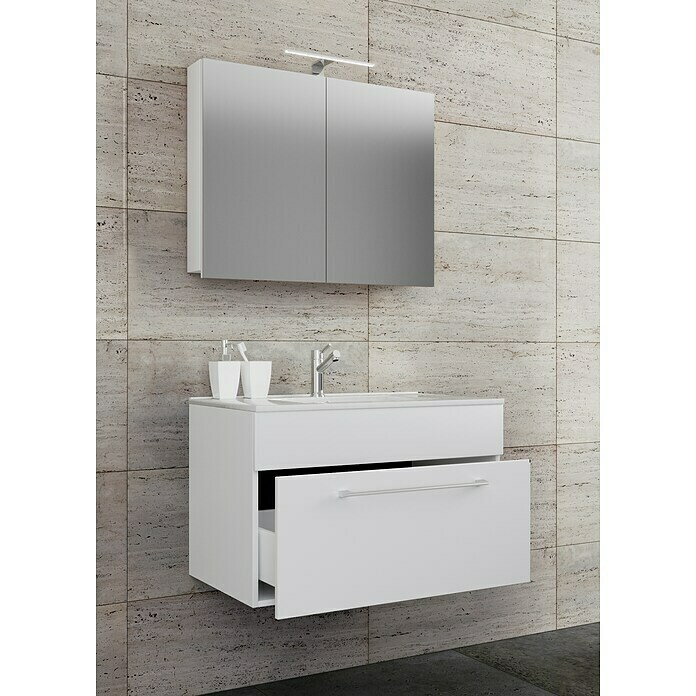 VCM Badinos Badmöbel-Set SPS (80 cm, Weiß, Glänzend)