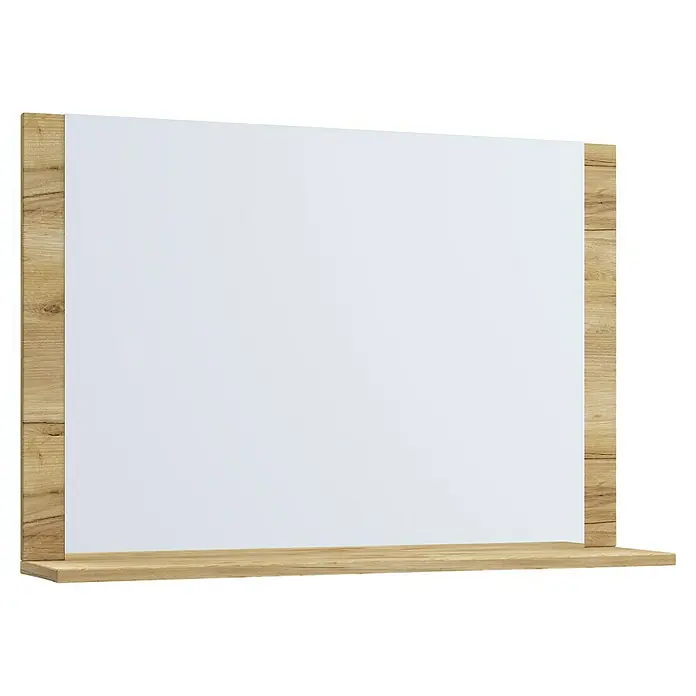 VCM Lendas Ablagespiegel - 80 x 17 x 55 cm, Honig-Eiche - Ein schlichter rechteckiger Spiegel mit hellem Holzrahmen und Ablage, der jedem Raum eine natürliche und moderne Note verleiht.