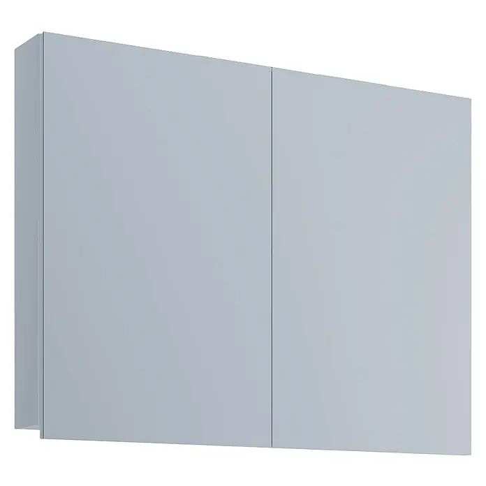 VCM Badinos Spiegelschrank - B x H: 60 x 59,2 cm, Ohne Beleuchtung, Holz, Weiß - Ein elegantes, graues Wandhängeschrank-Set, ideal für moderne Badezimmer oder Küchen, das stilvolle Aufbewahrungslösungen bietet.