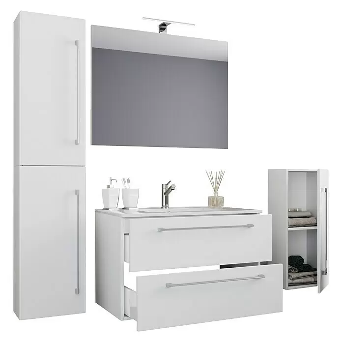 VCM Badinos Badmöbel-Set60 cm, Weiß, 5 -tlg.