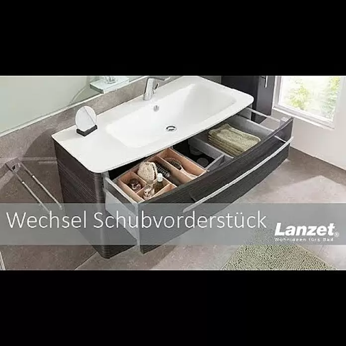 Lanzet Classico Waschtischunterschrank99,2 x 52,4 x 48,2 cm, Weiß, Farbe Griff: Anthrazit, Rechts - Lanzet Badmöbel - Wechsel Schubvorderstück