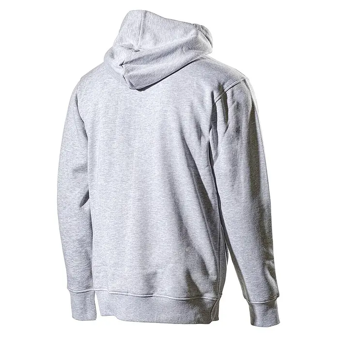 L.Brador Sweatjacke 656PB - S, Grau meliert - Rückansicht eines grauen Hoodies mit Kapuze. Lässige und bequeme Oberbekleidung für Alltag und Freizeit.