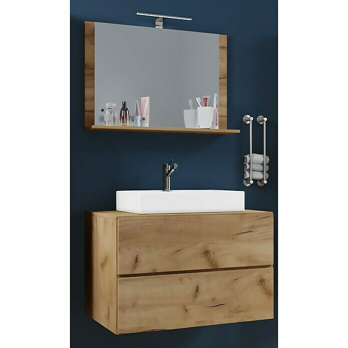 VCM Lendas Badmöbel-Set (80 cm, Honig-Eiche, Matt)