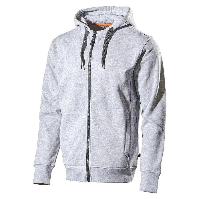 L.Brador Sweatjacke 656PB - S, Grau meliert - Graue Kapuzenjacke mit Reißverschluss und Kordelzug für einen lässigen und bequemen Look.