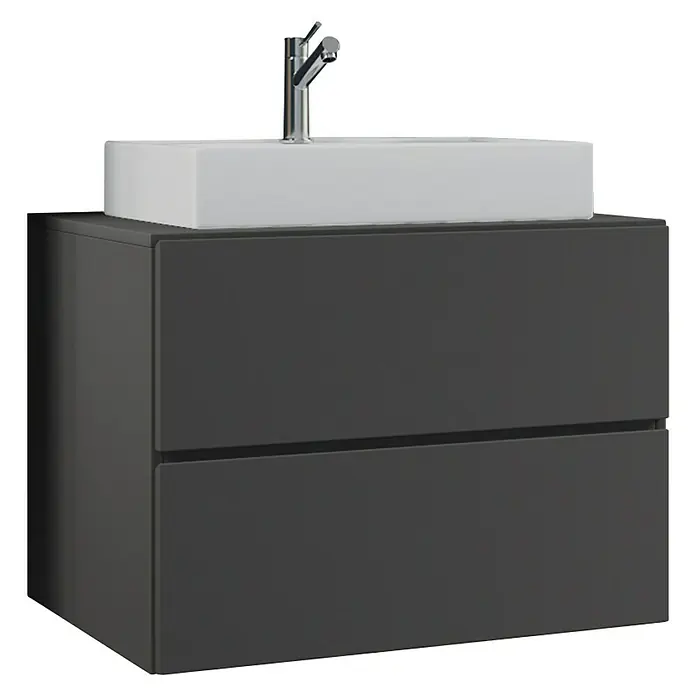 VCM Lendas Badmöbel-Set - 81 cm, Anthrazit - Ein modernes Badezimmermöbel mit Waschbecken in Grau. Stilvolles Design für das Badezimmer mit geräumigen Schubladen zur Aufbewahrung.