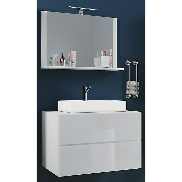 VCM Lendas Badmöbel-Set (80 cm, Weiß, Glänzend)