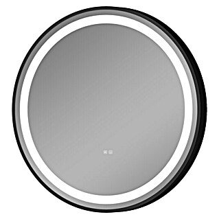 Espejo redondo con luz LED Klara (Diámetro: 80 cm, Sensor antivaho, Negro)
