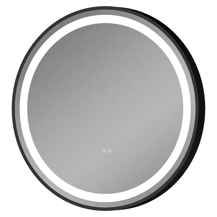 Espejo con luz Klara - Diámetro: 80 cm, Negro, Sensor - Espejo redondo con iluminación LED integrada para un diseño de baño moderno que ilumina perfectamente el reflejo.