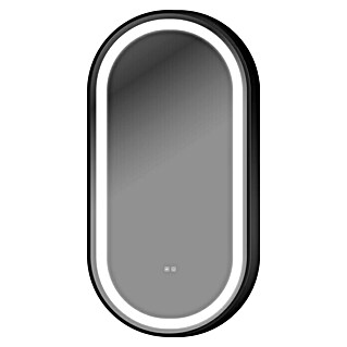 Espejo con luz LED Klara (50 x 80 cm, Sensor antivaho, Negro)