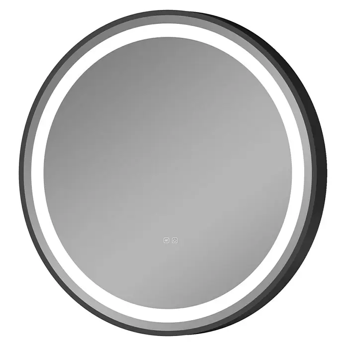 Espejo con luz Klara - Diámetro: 60 cm, Negro, Sensor - Un espejo redondo iluminado con LED con un diseño moderno y minimalista, ideal para baños o vestidores.