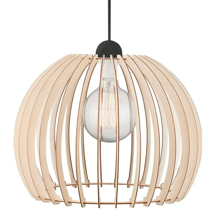 Nordlux Lámpara colgante redonda Chino - 60 W, Ø x Al: 40 x 250 cm, Natural, E27 - Elegante lámpara colgante con pantalla de madera y bombilla decorativa. Su diseño moderno la convierte en un atractivo en cualquier habitación.