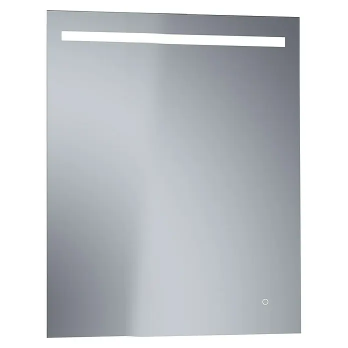 Camargue Espejo con luz Eco XN OneLED - 60 x 80 cm, Bombillas y tubos - Elegante foto de espejo con iluminación LED en la parte superior y un interruptor de luz redondo en la parte inferior derecha, ideal para baños modernos.